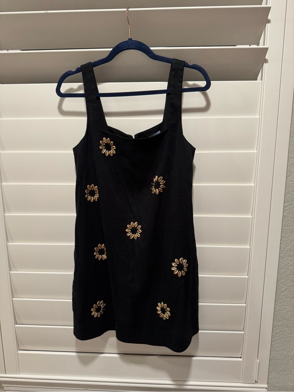 ANTONIO MELANI Black Mini Dress with Gold Sunflower Accents